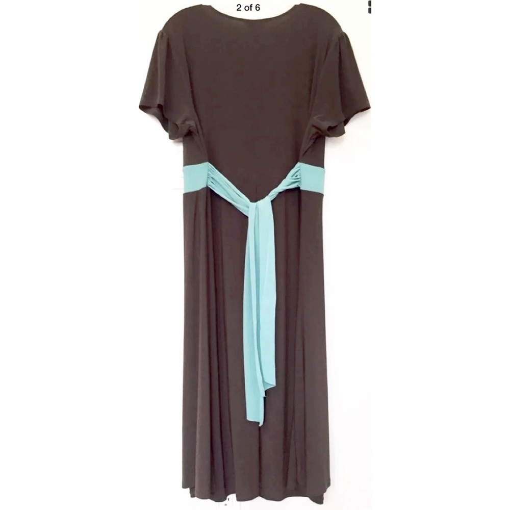 ✨ Mossimo Brown & Aqua Midi Dress | tOffice Chic |Size 16W / 18W - Picture 2 of 6